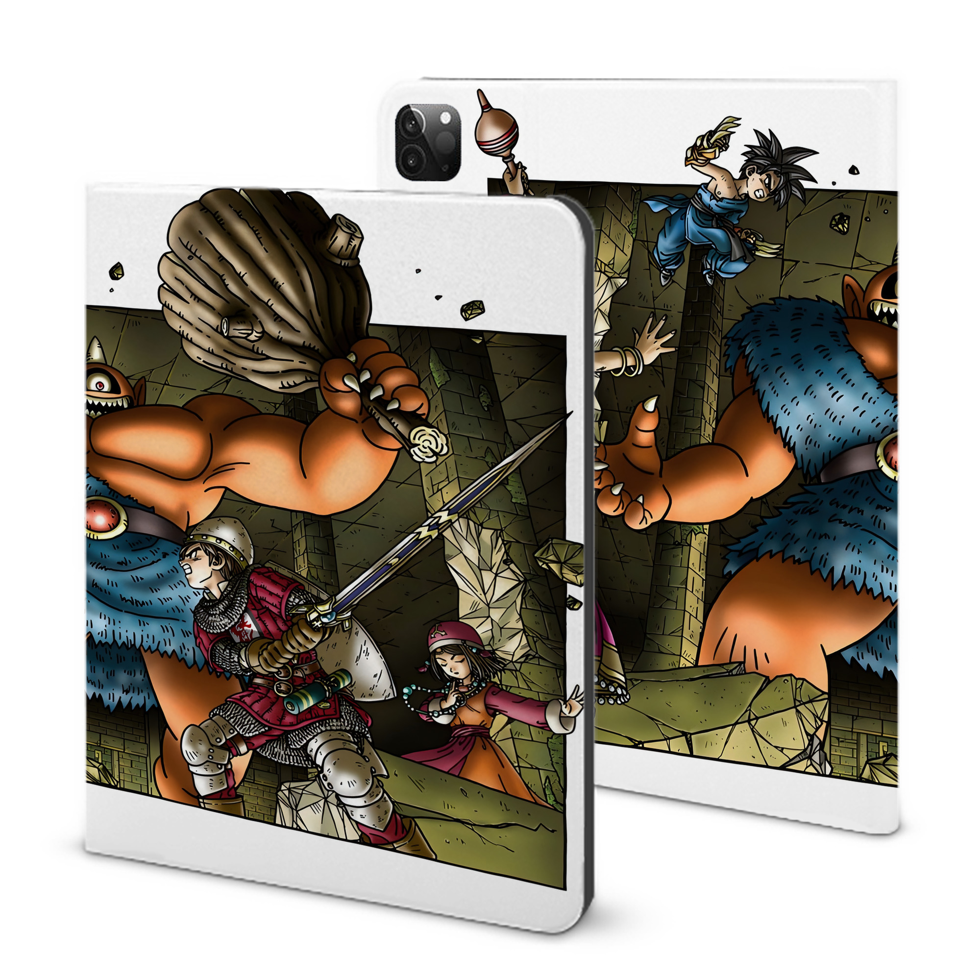 （画像用） ドラゴンクエスト Doragon Kuesuto Dragon Quest IPadケース ペンホルダー付き ブックスタイルデザイン